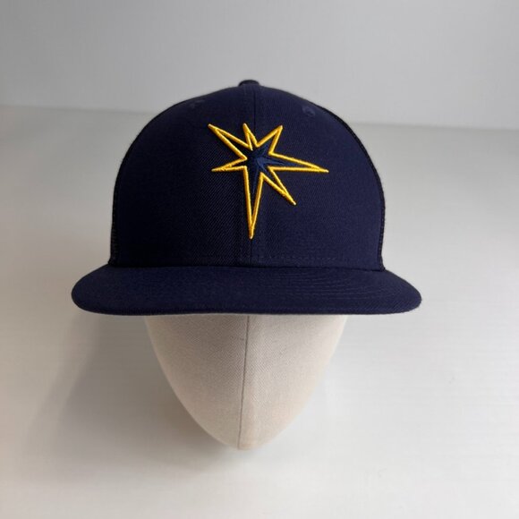 Tampa Bay Rays Hat Men 7 1/8 Mesh Back New Era On Field Logo  Tampa Bay Rays Hat Men 7 1/8 Mesh Back New Era On Field Logo Run Gym Core Cap Ex